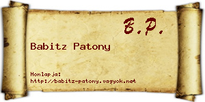 Babitz Patony névjegykártya